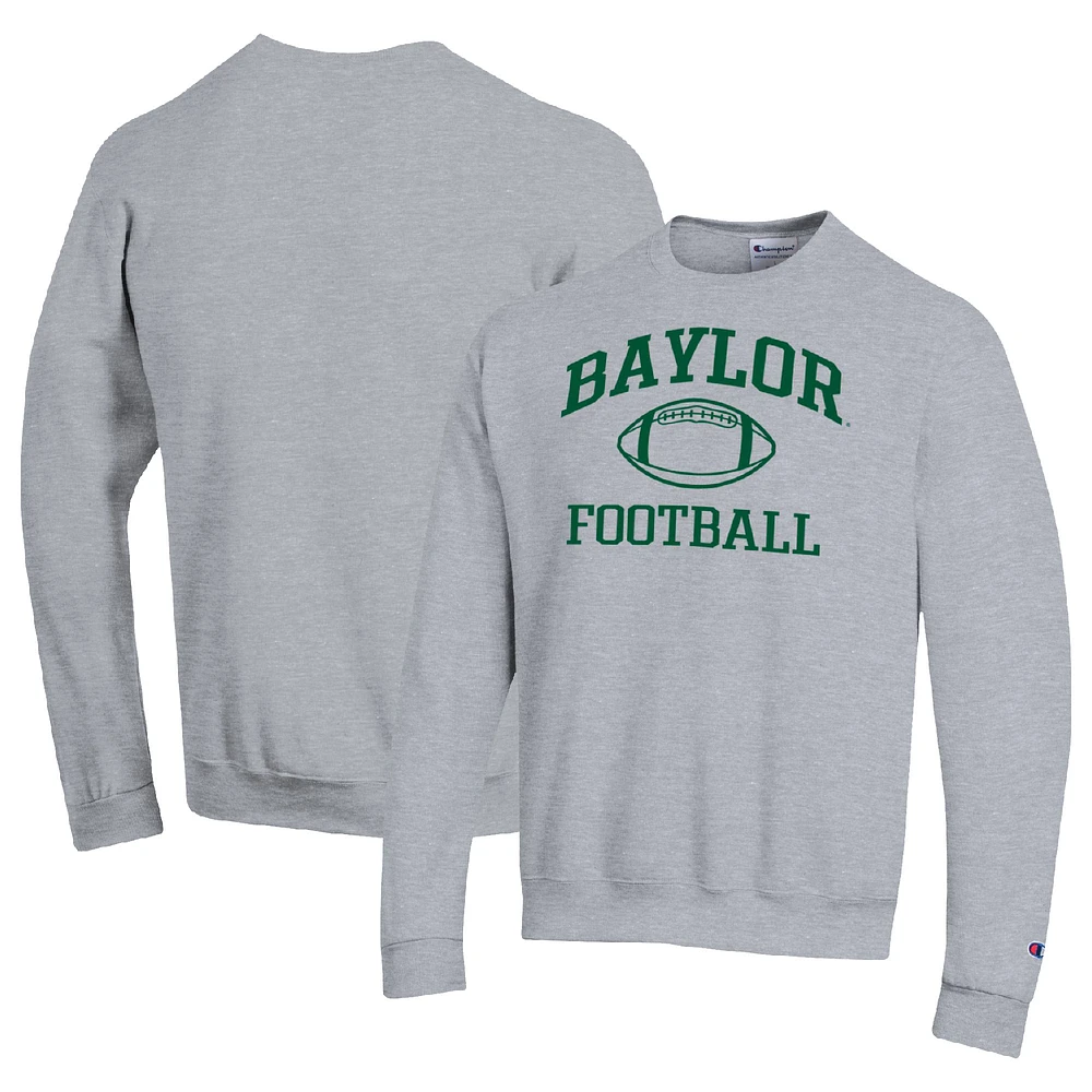 Men's Champion Heather Gray Baylor Bears Football Icon Pullover Sweatshirt
