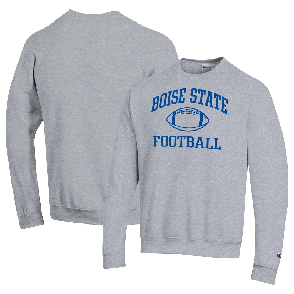 Men's Champion Heather Gray Boise State Broncos Football Icon Pullover Sweatshirt