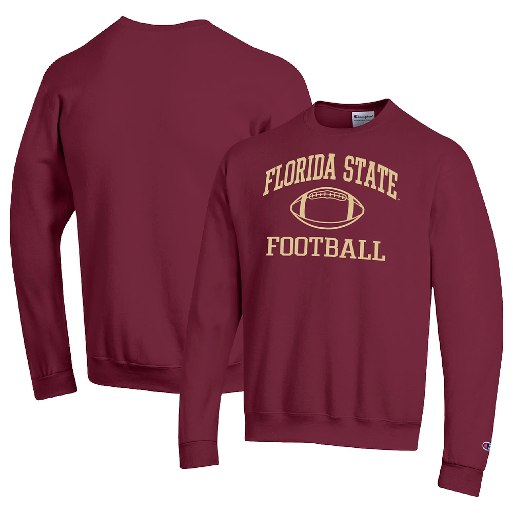 Men's Champion Garnet Florida State Seminoles Football Icon Pullover Sweatshirt