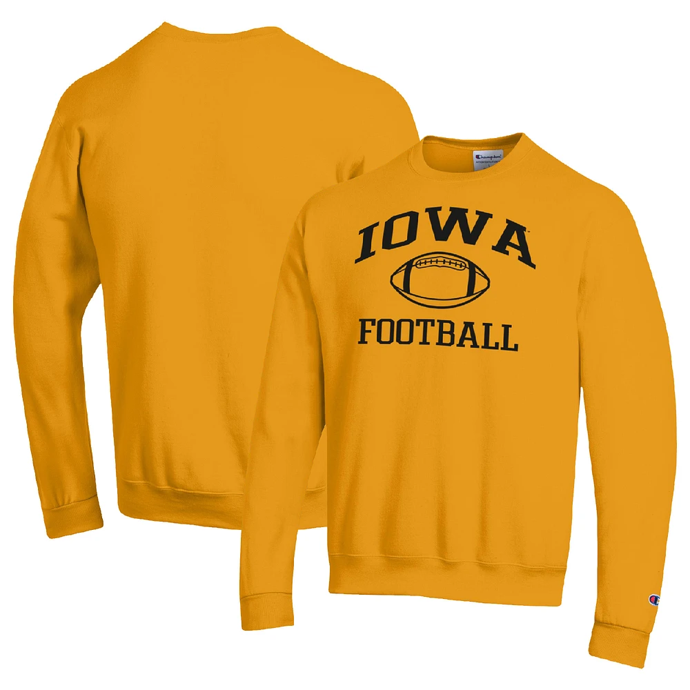 Men's Champion Gold Iowa Hawkeyes Football Icon Pullover Sweatshirt
