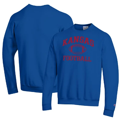 Men's Champion Royal Kansas Jayhawks Football Icon Pullover Sweatshirt