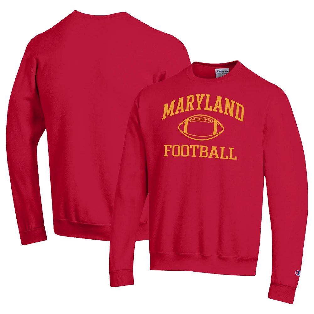Men's Champion Red Maryland Terrapins Football Icon Pullover Sweatshirt