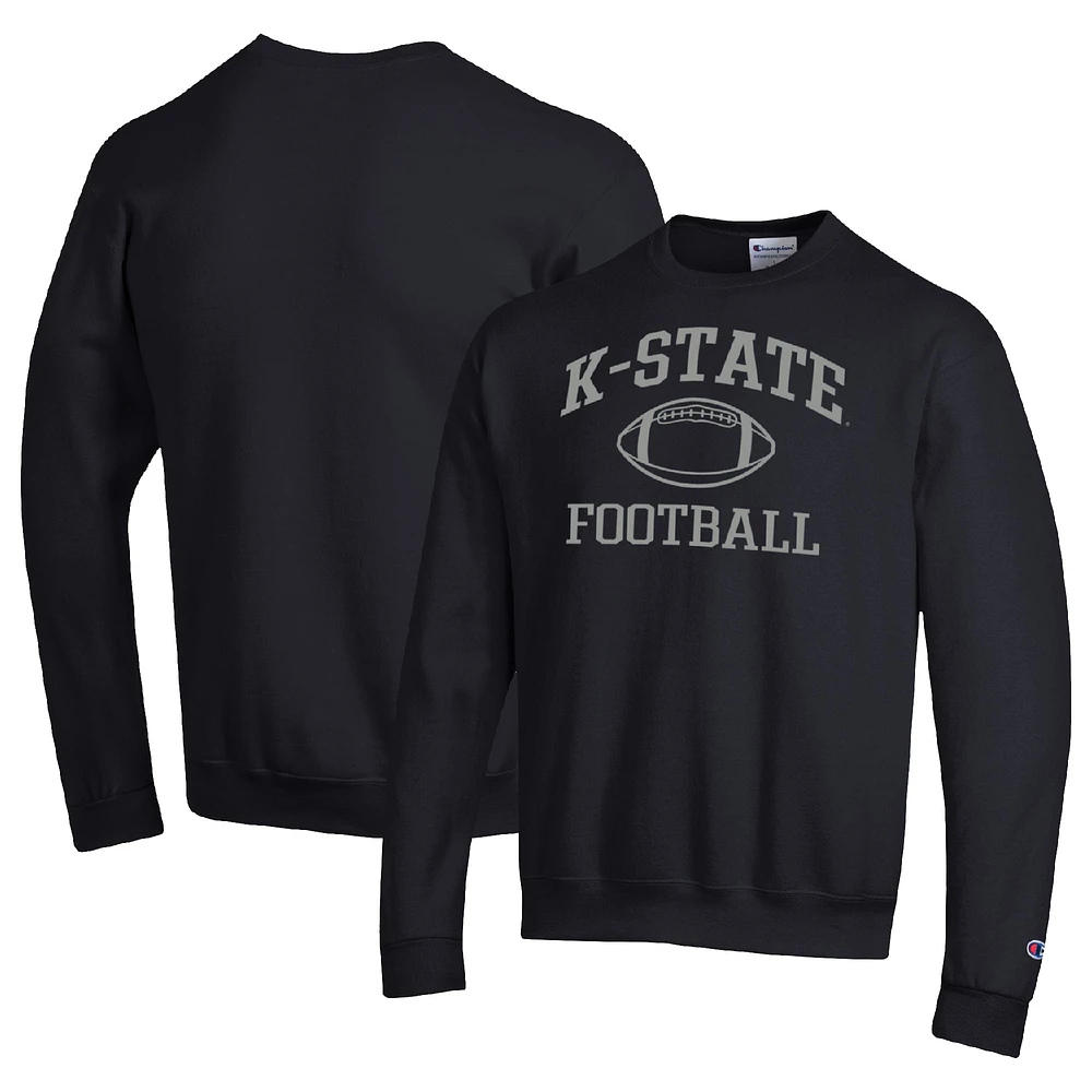 Men's Champion Black Kansas State Wildcats Football Icon Pullover Sweatshirt