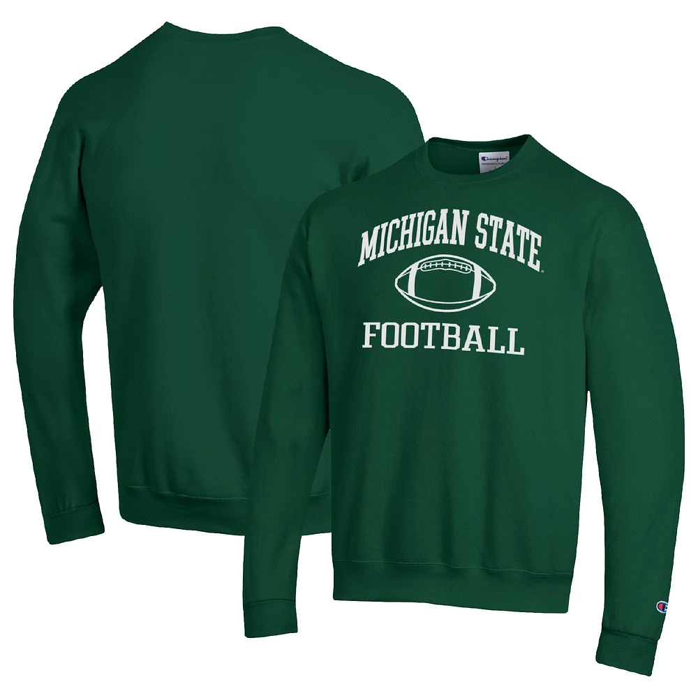 Men's Champion Green Michigan State Spartans Football Icon Pullover Sweatshirt