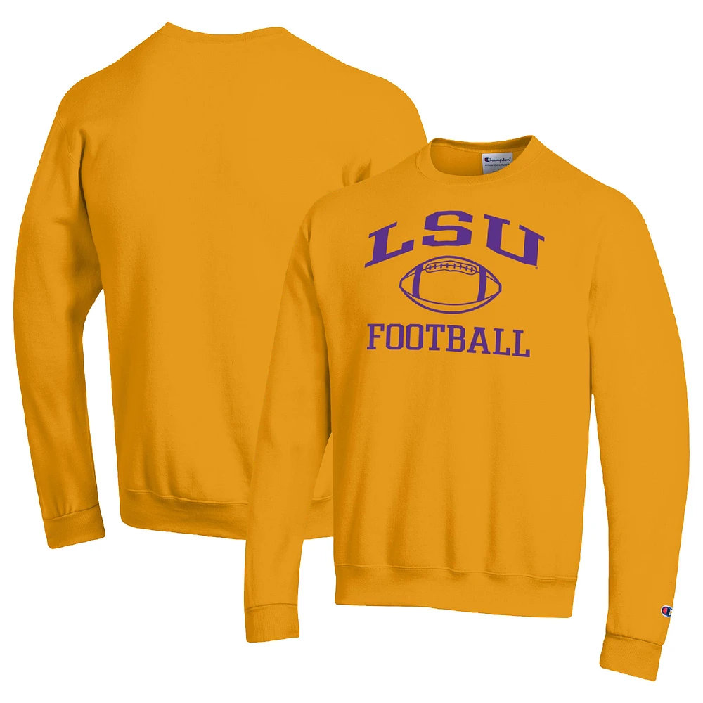 Men's Champion Gold LSU Tigers Football Icon Pullover Sweatshirt