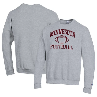 Men's Champion Heather Gray Minnesota Golden Gophers Football Icon Pullover Sweatshirt