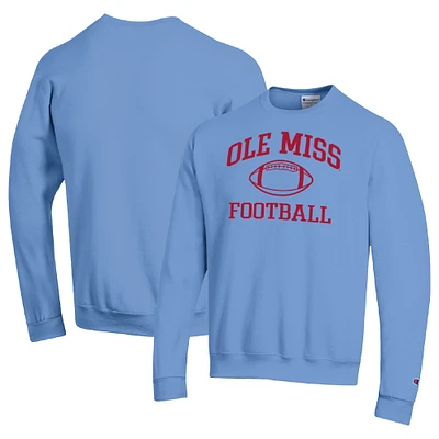 Men's Champion Powder Blue Ole Miss Rebels Football Icon Pullover Sweatshirt