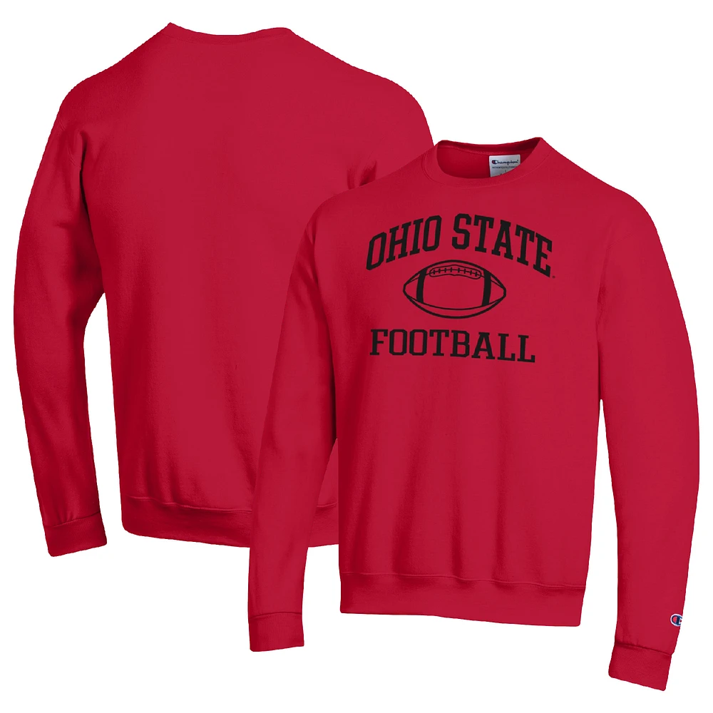Men's Champion Scarlet Ohio State Buckeyes Football Icon Pullover Sweatshirt