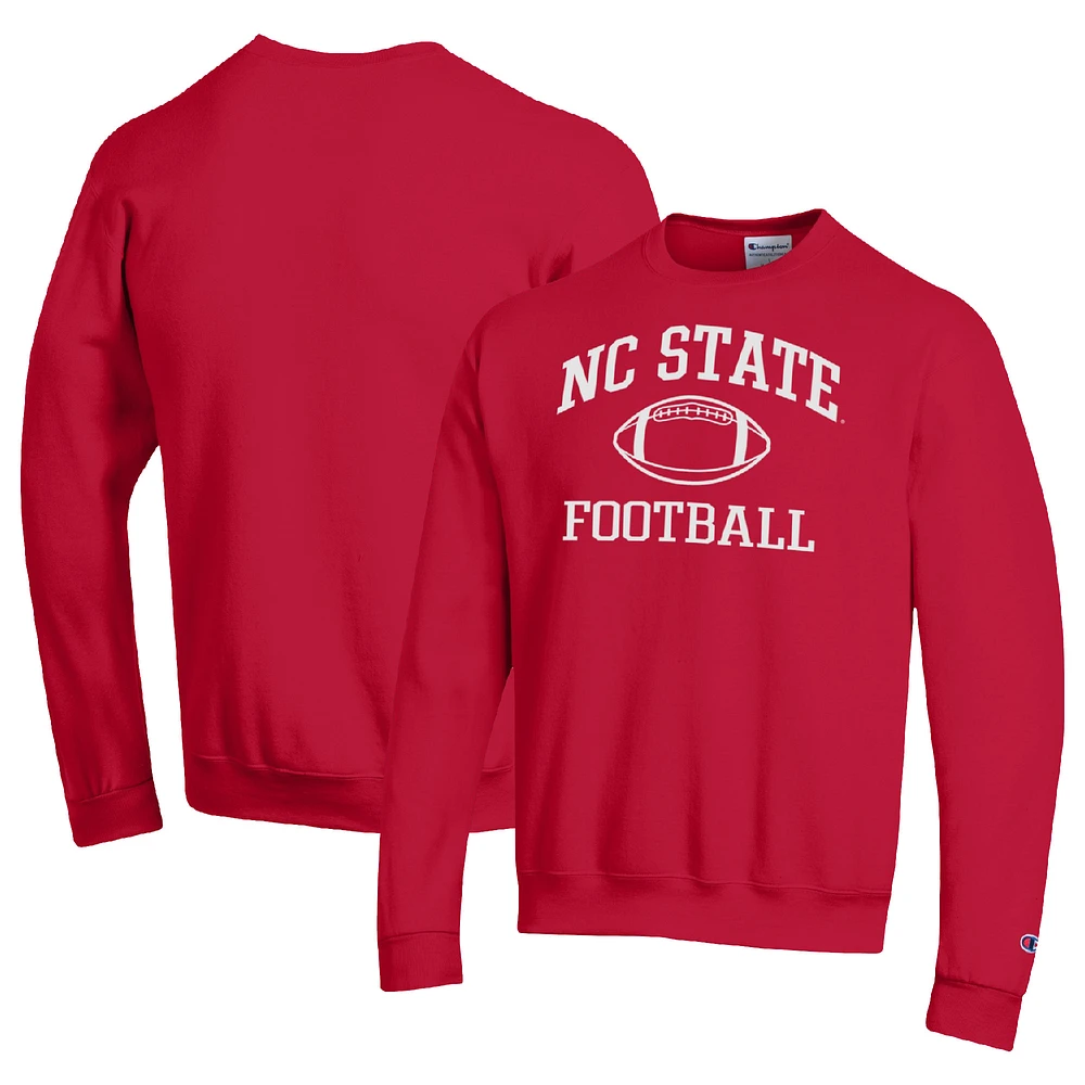 Men's Champion Red NC State Wolfpack Football Icon Pullover Sweatshirt