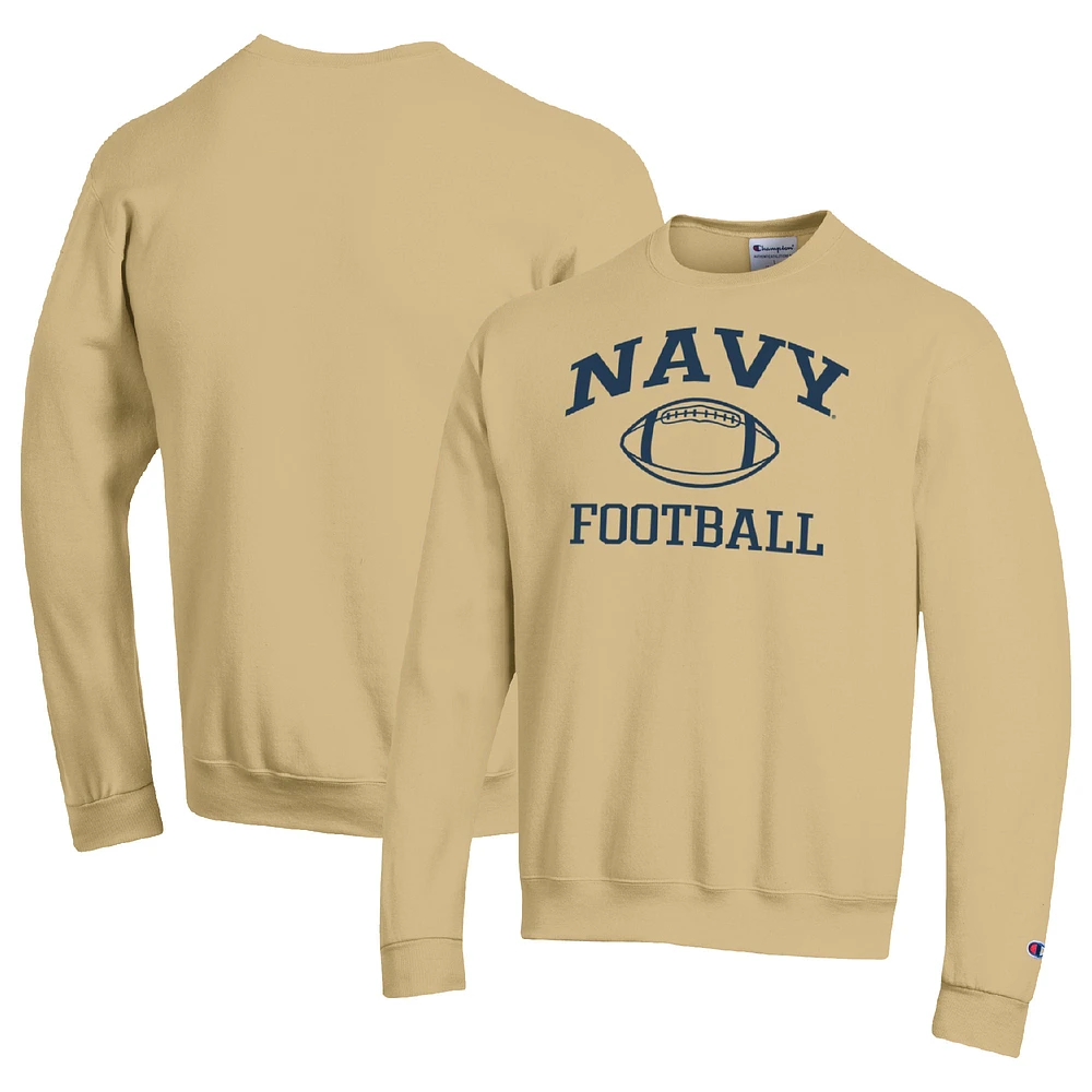 Men's Champion Gold Navy Midshipmen Football Icon Pullover Sweatshirt