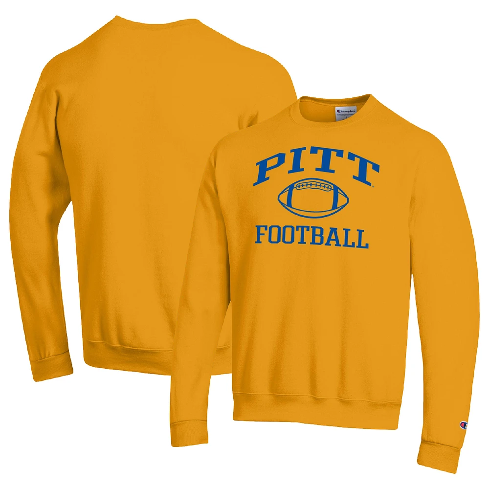 Men's Champion Gold Pitt Panthers Football Icon Pullover Sweatshirt