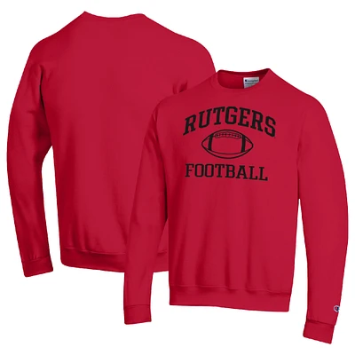 Men's Champion Scarlet Rutgers Knights Football Icon Pullover Sweatshirt