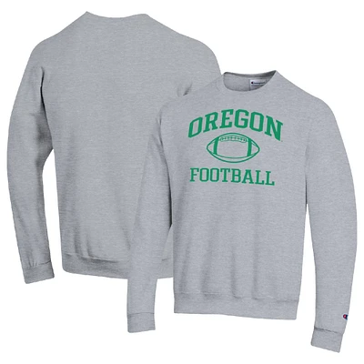 Men's Champion Heather Gray Oregon Ducks Football Icon Pullover Sweatshirt