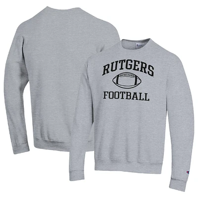 Men's Champion Heather Gray Rutgers Scarlet Knights Football Icon Pullover Sweatshirt