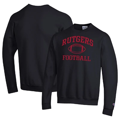 Men's Champion Black Rutgers Scarlet Knights Football Icon Pullover Sweatshirt