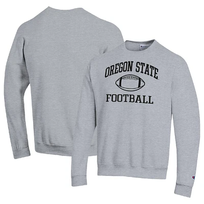 Men's Champion Heather Gray Oregon State Beavers Football Icon Pullover Sweatshirt