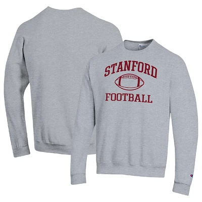 Men's Champion Heather Gray Stanford Cardinal Football Icon Pullover Sweatshirt
