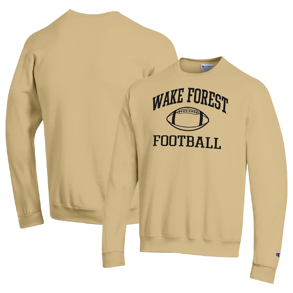 Men's Champion Gold Wake Forest Demon Deacons Football Icon Pullover Sweatshirt