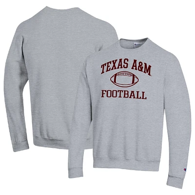 Men's Champion Heather Gray Texas A&M Aggies Football Icon Pullover Sweatshirt