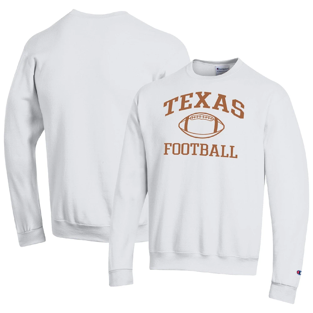 Men's Champion White Texas Longhorns Football Icon Pullover Sweatshirt