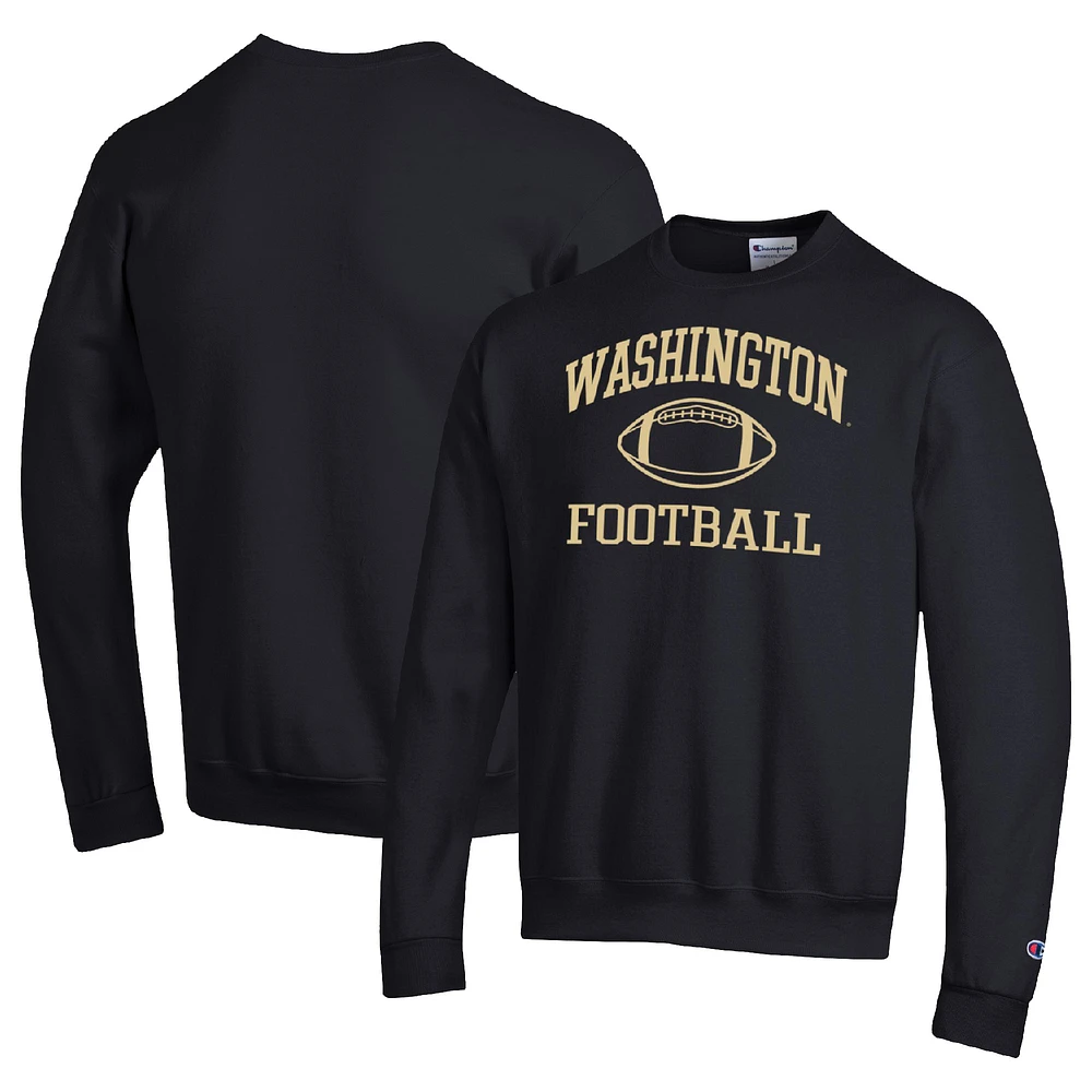 Men's Champion Black Washington Huskies Football Icon Pullover Sweatshirt