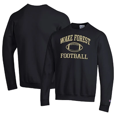 Men's Champion Black Wake Forest Demon Deacons Football Icon Pullover Sweatshirt
