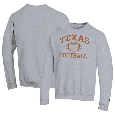 Men's Champion Heather Gray Texas Longhorns Football Icon Pullover Sweatshirt