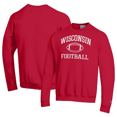Men's Champion Red Wisconsin Badgers Football Icon Pullover Sweatshirt