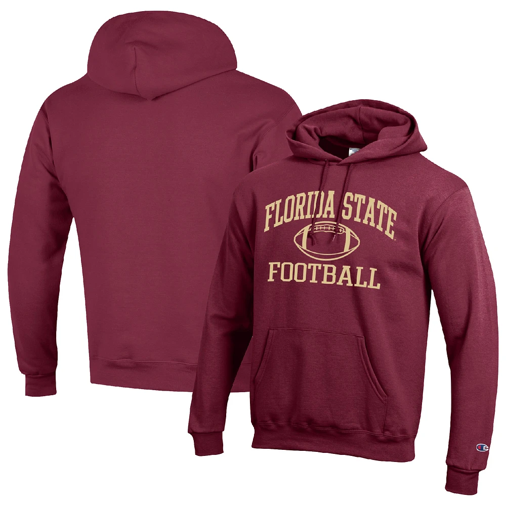 Men's Champion Garnet Florida State Seminoles Football Icon Pullover Hoodie