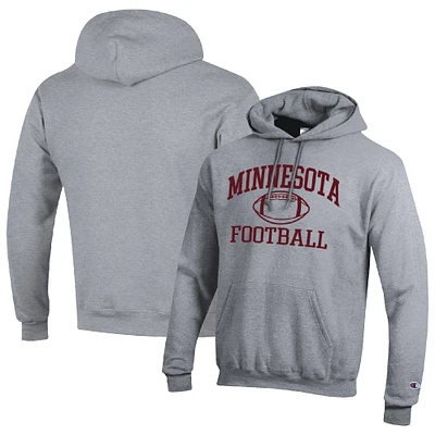 Men's Champion Heather Gray Minnesota Golden Gophers Football Icon Pullover Hoodie
