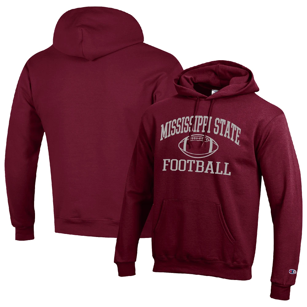 Men's Champion Maroon Mississippi State Bulldogs Football Icon Pullover Hoodie