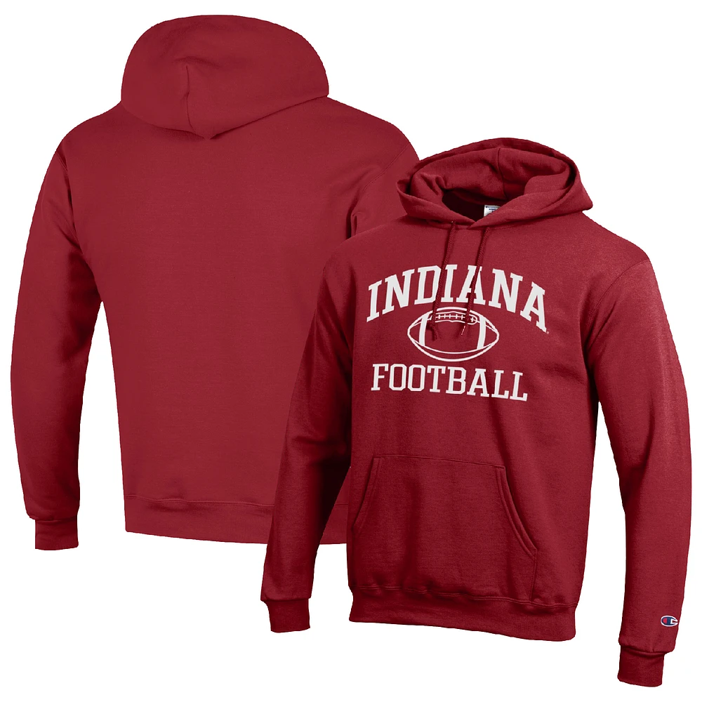Men's Champion Crimson Indiana Hoosiers Football Icon Pullover Hoodie