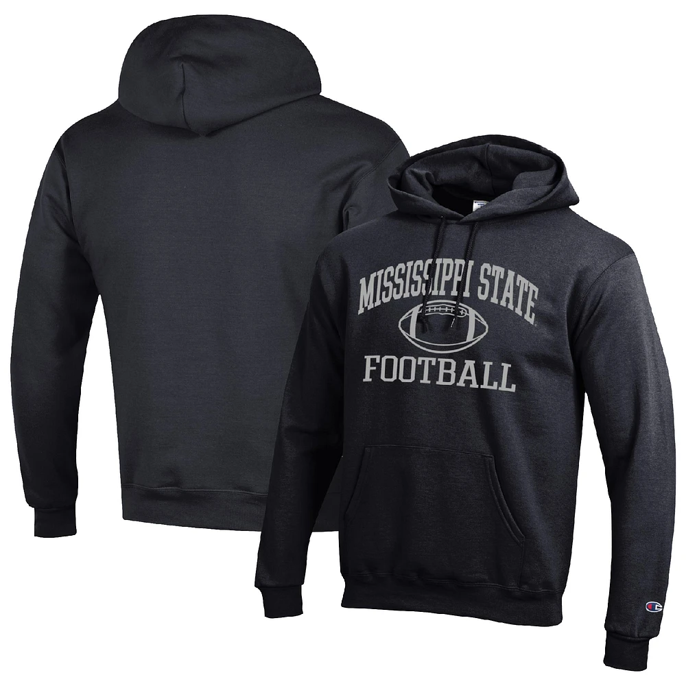 Men's Champion Black Mississippi State Bulldogs Football Icon Pullover Hoodie