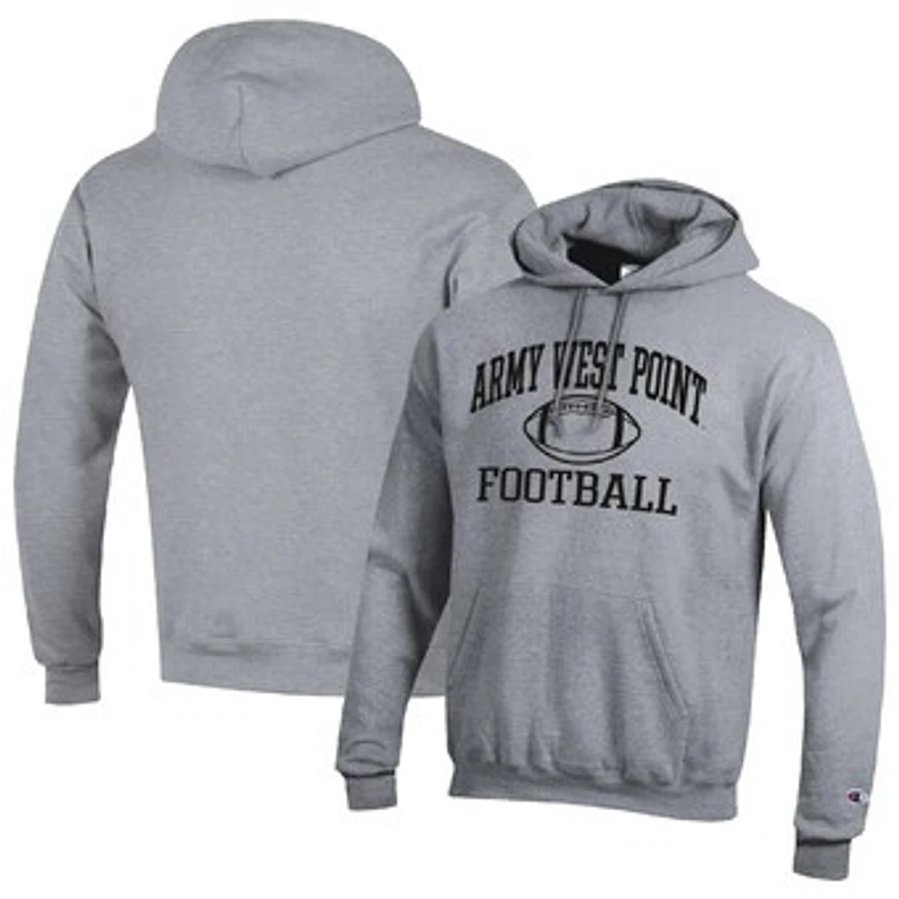 Men's Champion Heather Gray Army Black Knights Football Icon Pullover Hoodie