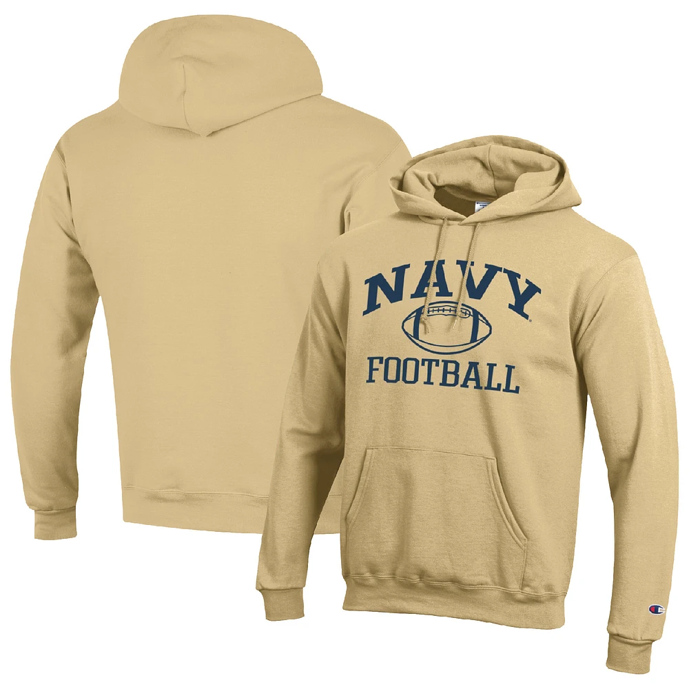 Men's Champion Gold Navy Midshipmen Football Icon Pullover Hoodie