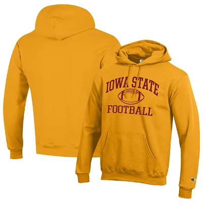 Men's Champion Gold Iowa State Cyclones Football Icon Pullover Hoodie