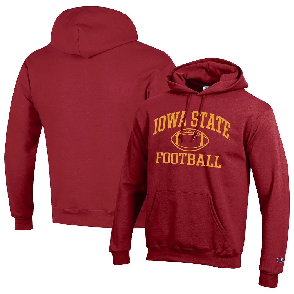 Men's Champion Cardinal Iowa State Cyclones Football Icon Pullover Hoodie