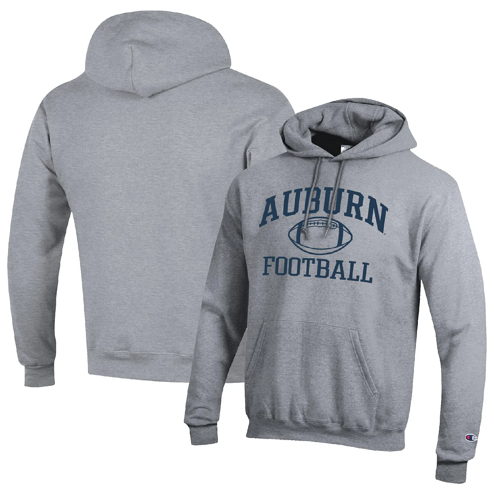 Men's Champion Heather Gray Auburn Tigers Football Icon Pullover Hoodie