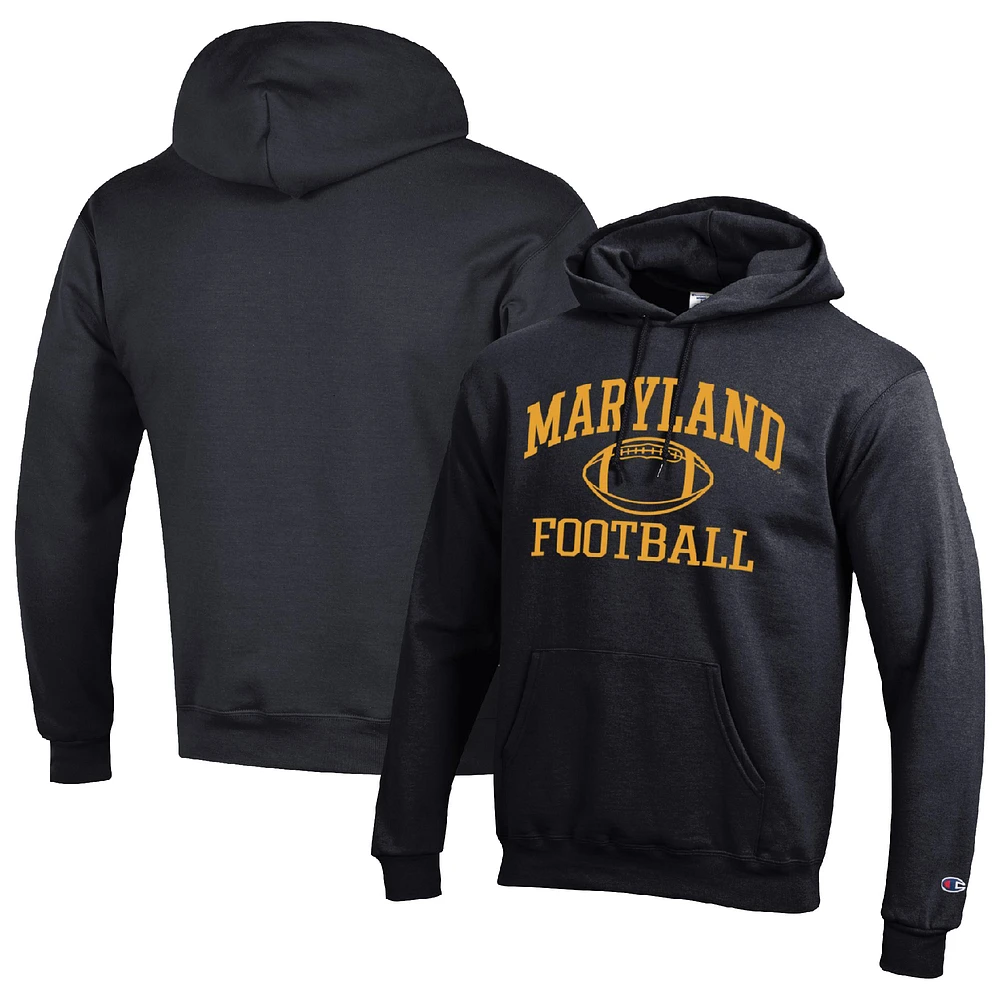 Men's Champion Black Maryland Terrapins Football Icon Pullover Hoodie