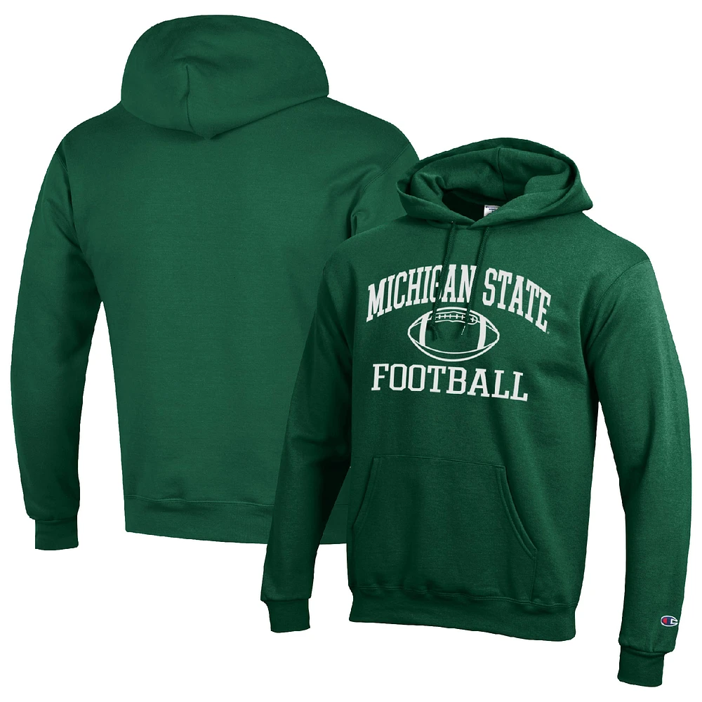Men's Champion Green Michigan State Spartans Football Icon Pullover Hoodie
