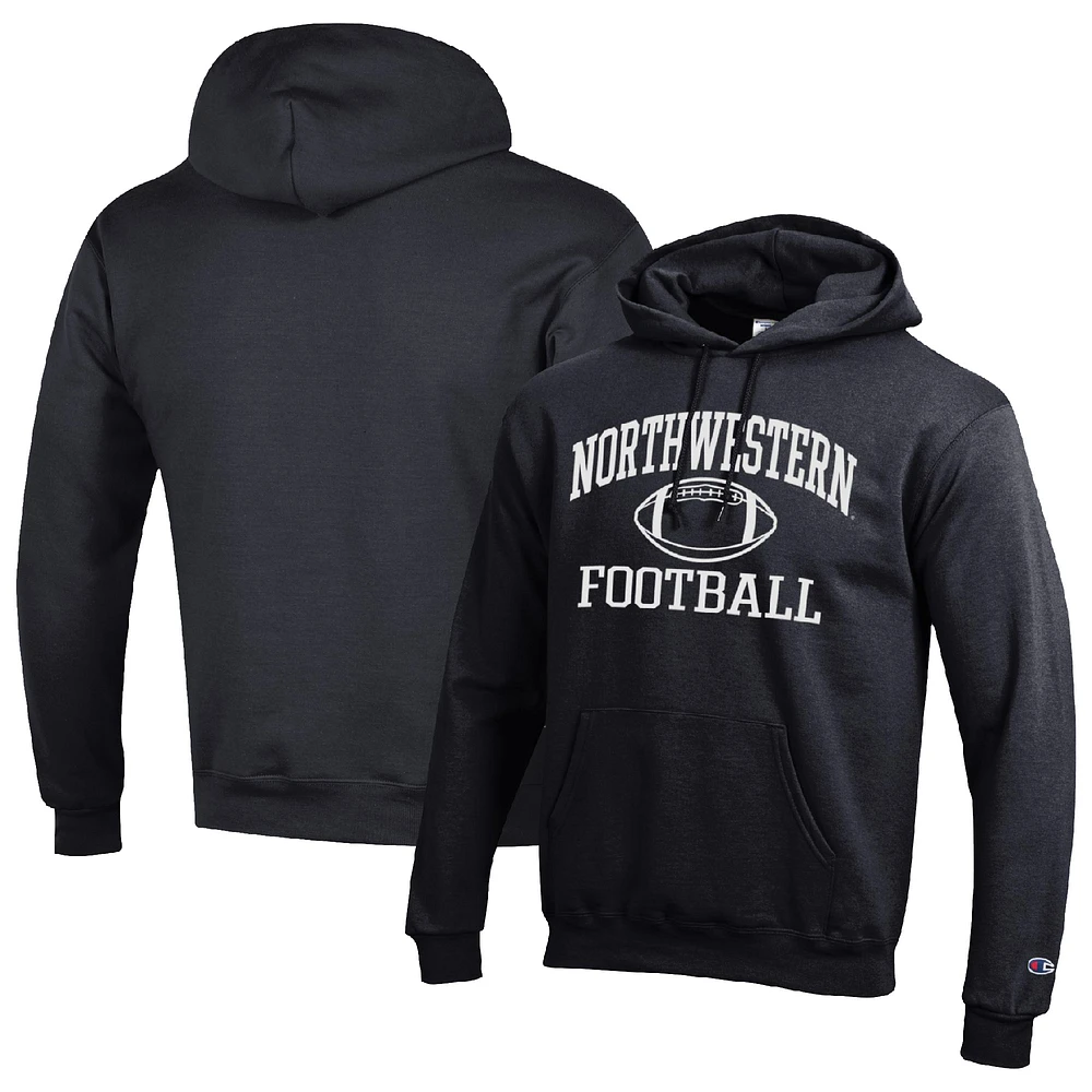 Men's Champion Black Northwestern Wildcats Football Icon Pullover Hoodie