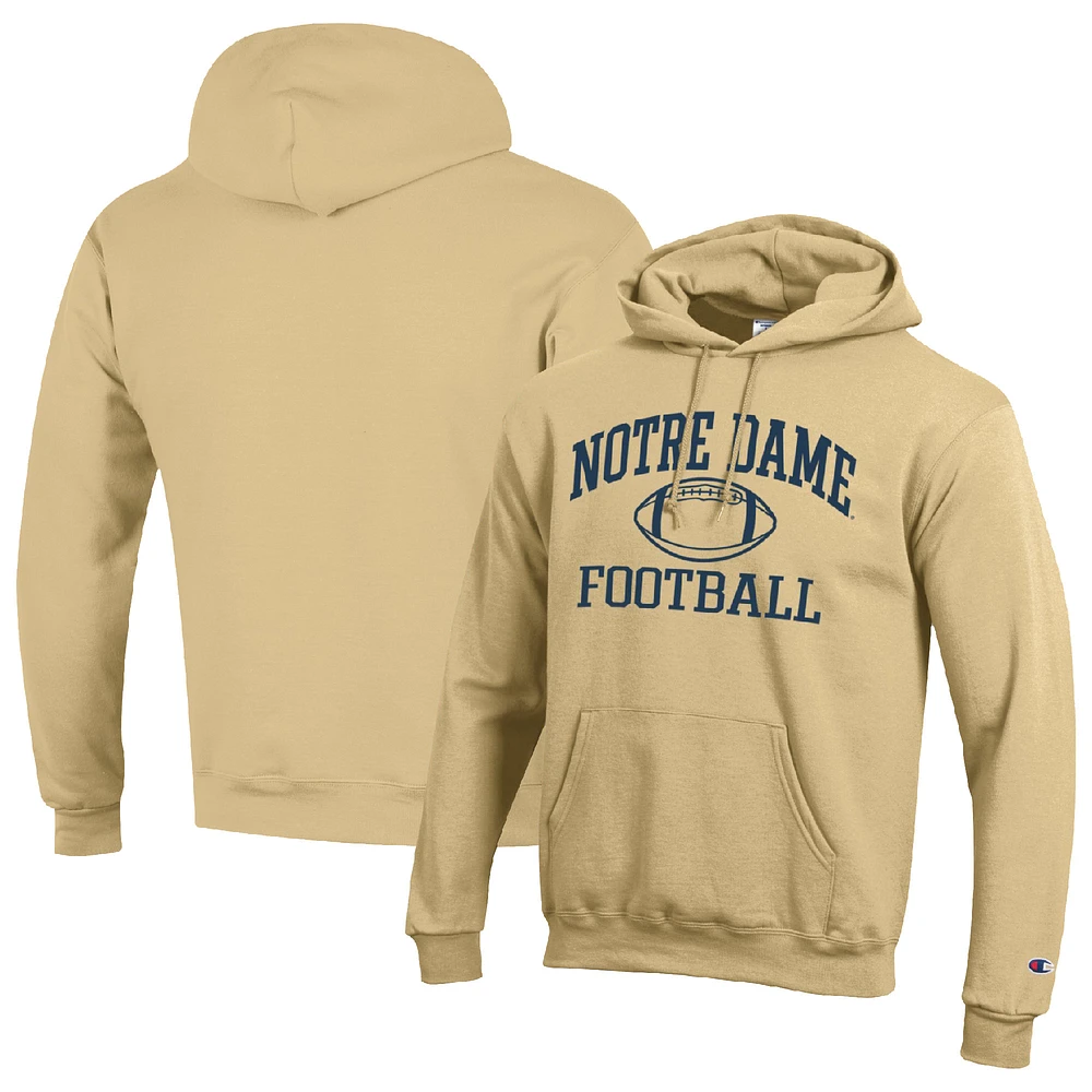 Men's Champion Gold Notre Dame Fighting Irish Football Icon Pullover Hoodie