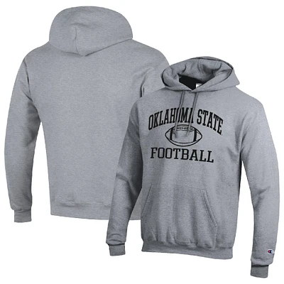 Men's Champion Heather Gray Oklahoma State Cowboys Football Icon Pullover Hoodie