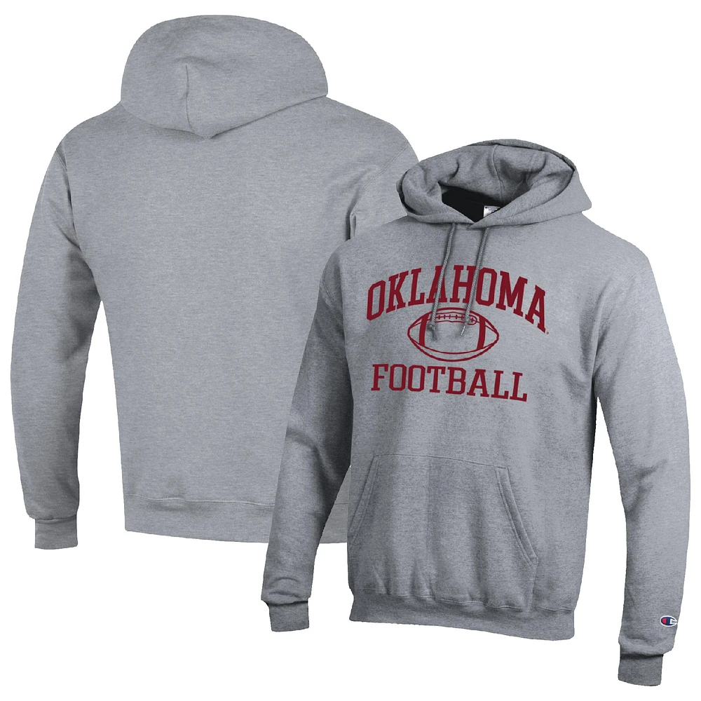 Men's Champion Heather Gray Oklahoma Sooners Football Icon Pullover Hoodie