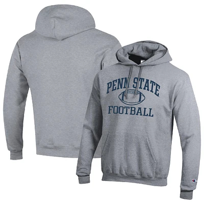 Men's Champion Heather Gray Penn State Nittany Lions Football Icon Pullover Hoodie