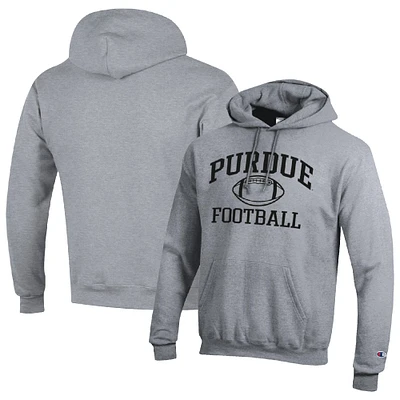 Men's Champion Heather Gray Purdue Boilermakers Football Icon Pullover Hoodie