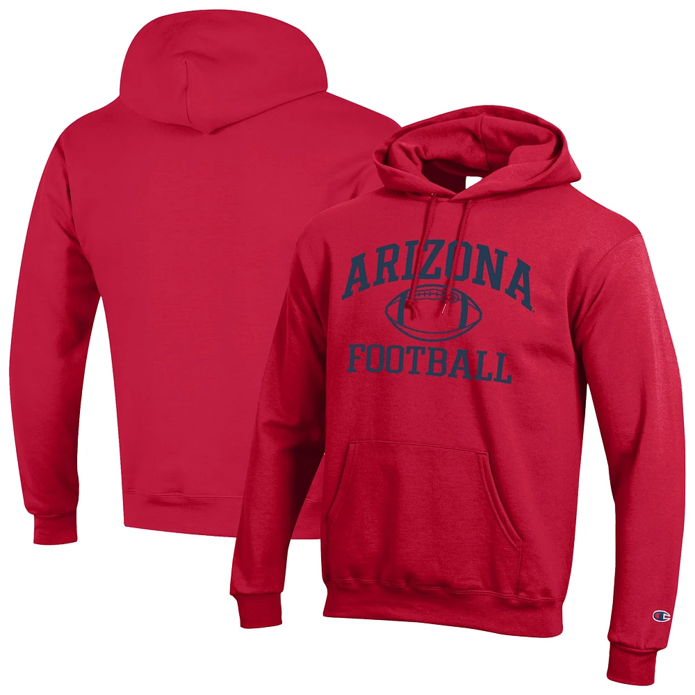 Men's Champion Red Arizona Wildcats Football Icon Pullover Hoodie