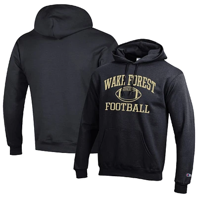 Men's Champion Black Wake Forest Demon Deacons Football Icon Pullover Hoodie