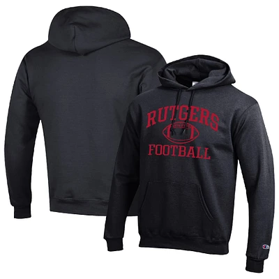 Men's Champion Black Rutgers Scarlet Knights Football Icon Pullover Hoodie