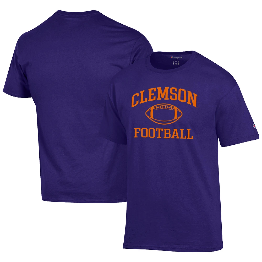 Men's Champion Purple Clemson Tigers Football Icon T-Shirt